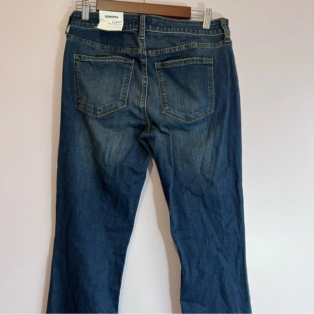 NWT SONOMA KOHLS Curvy Boot Cut Mid Rise Supersoft Stretch Jeans Size 8 Long